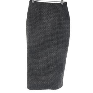 Women Vintage Y2K Old Money Office Siren Tweed Textured Midi Pencil Skirt Sz 2/4